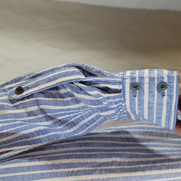 Hope & Harlow Blue and White Stiped Linen Blend Shirt Dress, Women's Size 12 - Picture 5 of 8